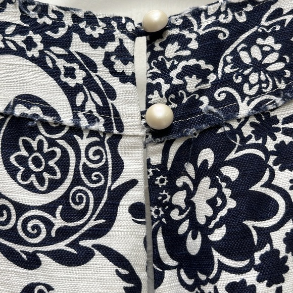 Eliza J navy/white linen dress 4 w pockets - Picture 4 of 7